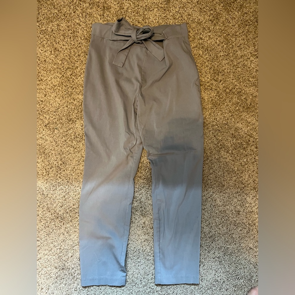 Slip on tie waist straight leg pant